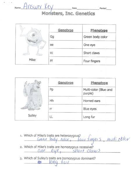 answers to monster genetics