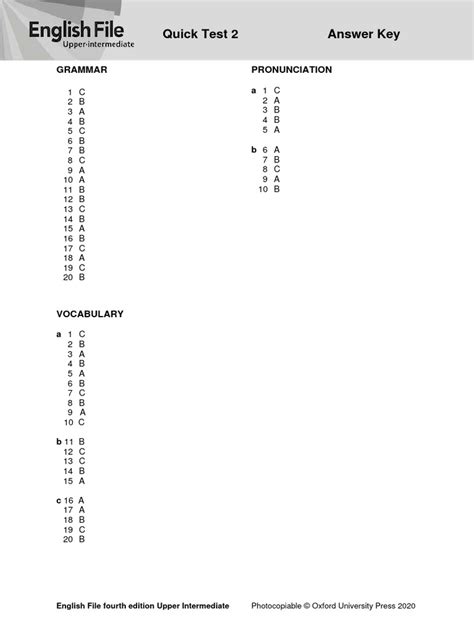 Answers To Quicktest 2