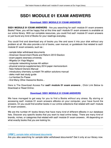 answers to ssd1 module 1 exam