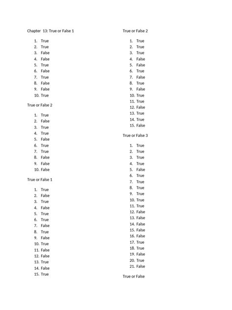Answers True And False Chapter 16