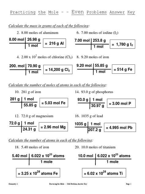 answers unit 8 1 mole relationships answers