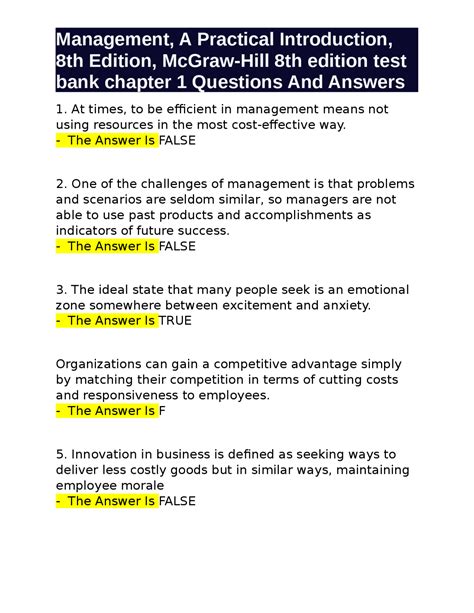 Full Download Answers For Mcgraw Hill Management 
