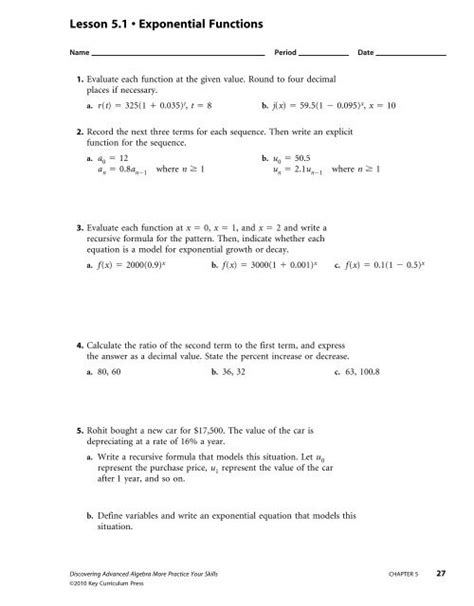 Download Answers Kendall Hunt Advanced Algebra Chapter 5 