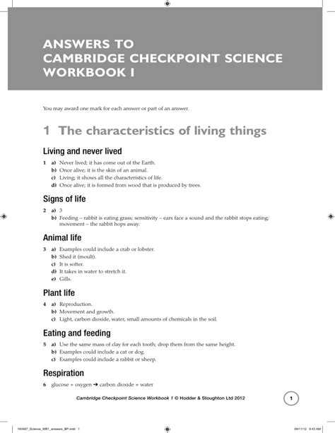 Download Answers Of Checkpoint Science 1 