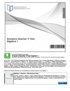Full Download Answers Quarter 4 Test Algebra 1 