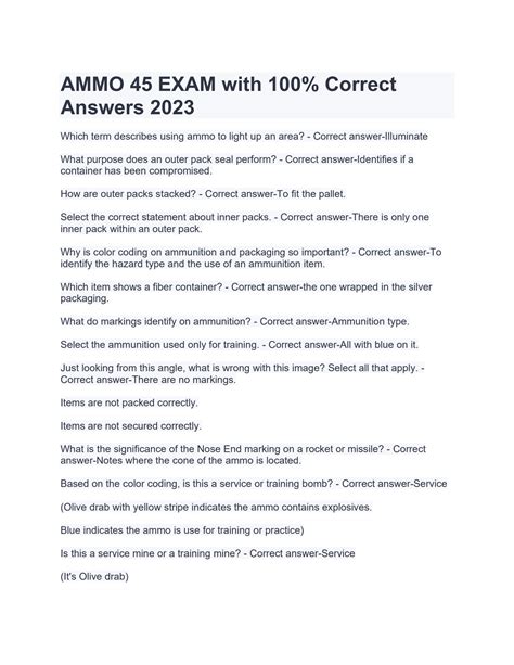 Full Download Answers To Ammo 45 Course Exam 