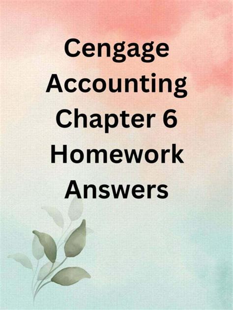 Read Online Answers To Cengage Accounting Homework Ch 7 