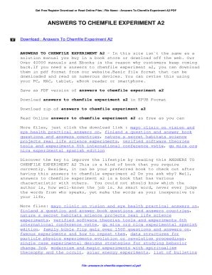 Read Answers To Chemfile Experiment A2 