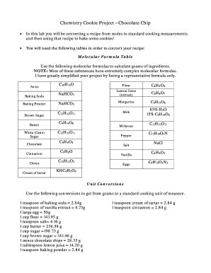 Read Answers To Chemistry Cookie Project 