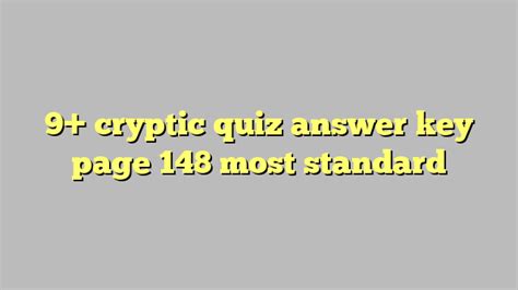 Download Answers To Cryptic Quiz 148 