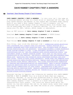 Read Online Answers To Dave Ramsey Chapter 5 Money In Revie 