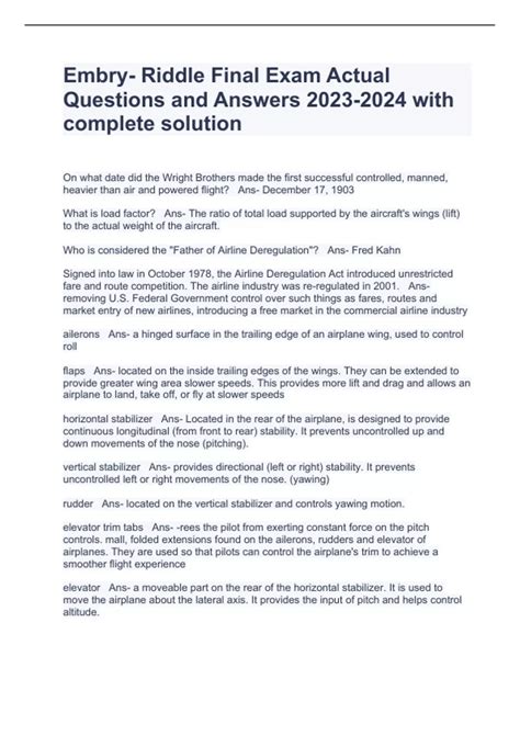 Full Download Answers To Embry Riddle Placement Tests 