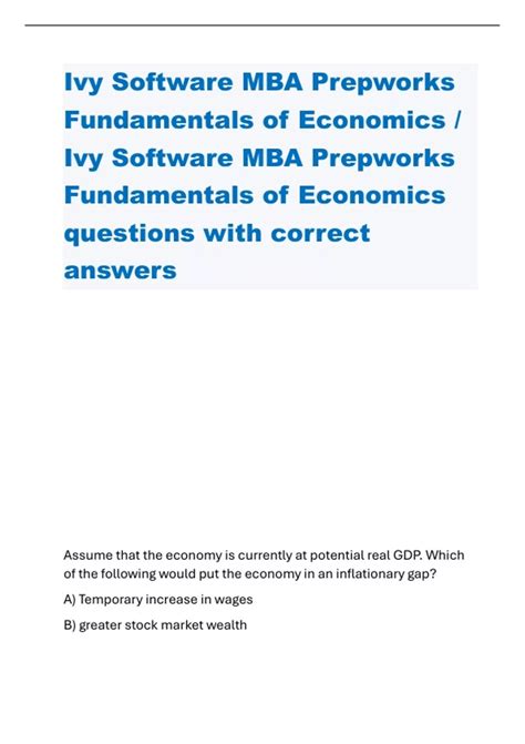 Full Download Answers To Ivy Software Economics Test 
