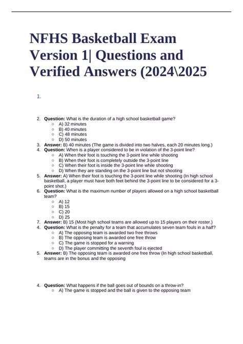 Full Download Answers To Nfhs 2014 15 Basketball Exam 