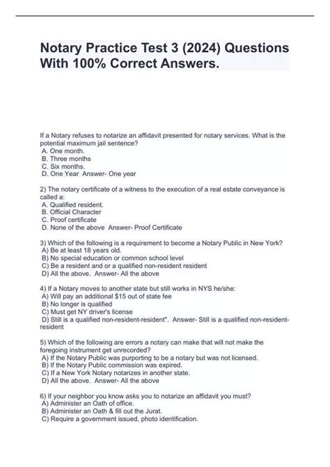 Full Download Answers To Notary Test 