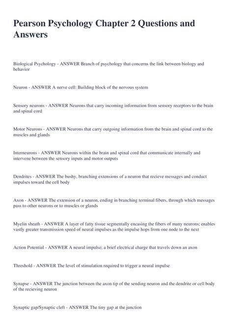 Download Answers To Pearson Psychology Chapter Tests 