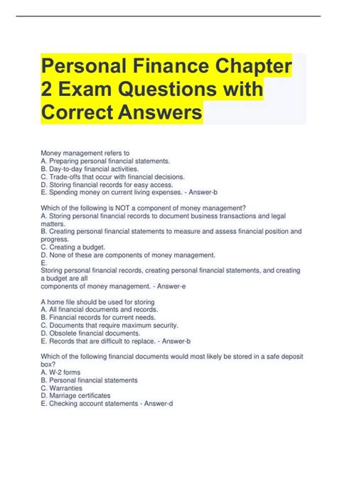 Full Download Answers To Personal Financial Test Ch 2 