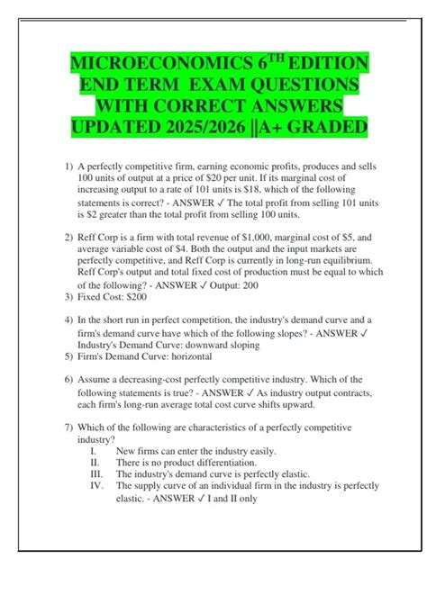 Read Online Answers To Questions Microeconomics 6Th Edition 