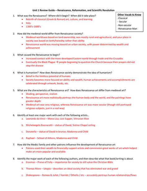 Full Download Answers To Renaissance Reformation Review Sheet 