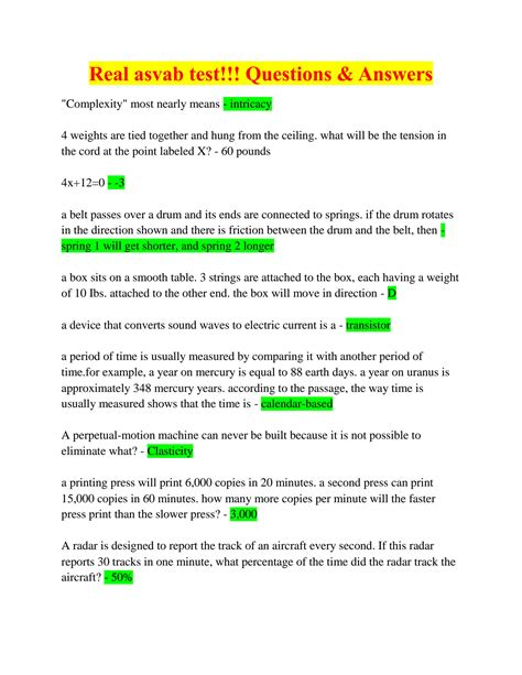 Download Answers To The Asvab Test 