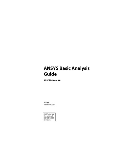 Ansys Basic Analysis Procedures Guide Workbench