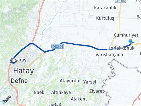 antakya reyhanlı arası kaç km