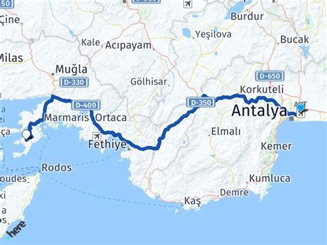 antalya selimiye marmaris Yol Güzergahı Haritası, Yol Tarifi, .