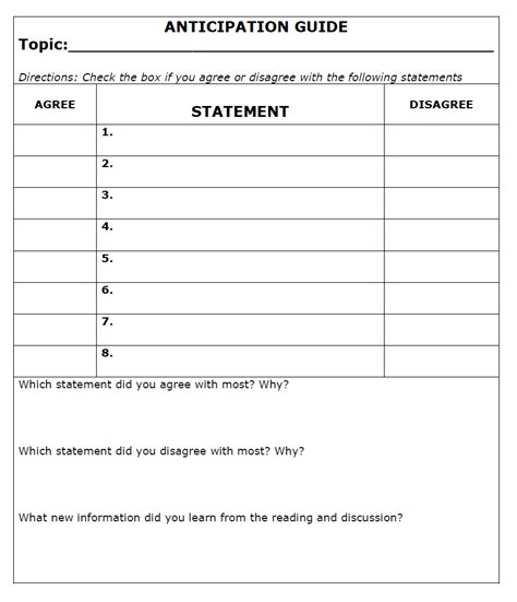 Full Download Anticipation Reaction Guide Template 