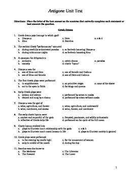Antigone Selection Test Answers Elements Of Literature