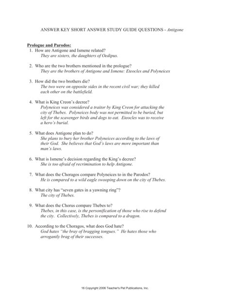 Read Online Antigone Study Guide Answer Key 