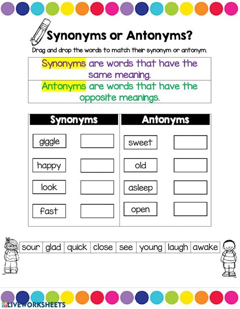 Antonyms Worksheet For Grade 4 Live Worksheets Antonyms Worksheet For Grade 4 - Antonyms Worksheet For Grade 4