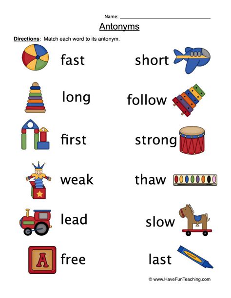 Antonyms Worksheets Have Fun Teaching Antonyms For Second Grade Worksheet - Antonyms For Second Grade Worksheet
