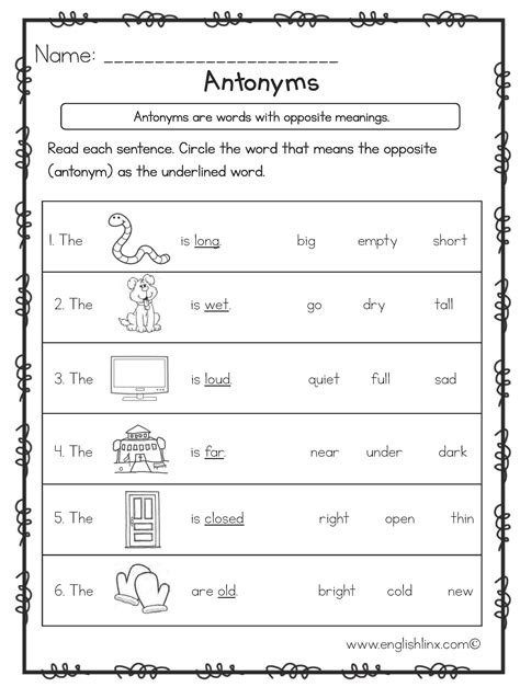 Antonyms Worksheets K5 Learning Antonyms Worksheet For Grade 4 - Antonyms Worksheet For Grade 4
