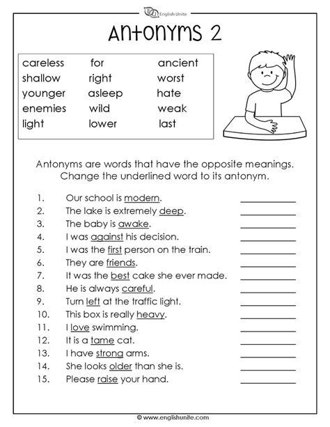 Antonyms Worksheets Math Worksheets 4 Kids Antonyms Worksheet For Grade 4 - Antonyms Worksheet For Grade 4