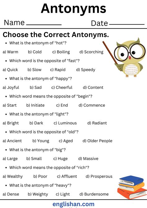 Read Online Antonyms With Answers 