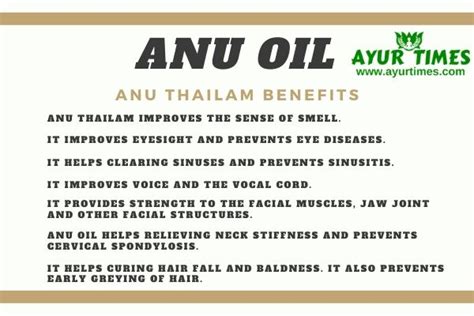 Anu Thailam Benefits