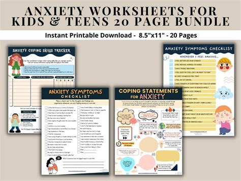 Anxiety Worksheets 20 Pg Printable Bundle For Kids Nervous System Worksheet For Kids - Nervous System Worksheet For Kids