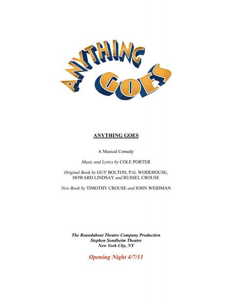 Anything Goes Musical Script