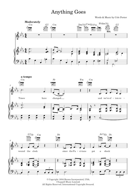 anything goes vocal score