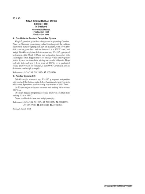 aoac method aoac 952