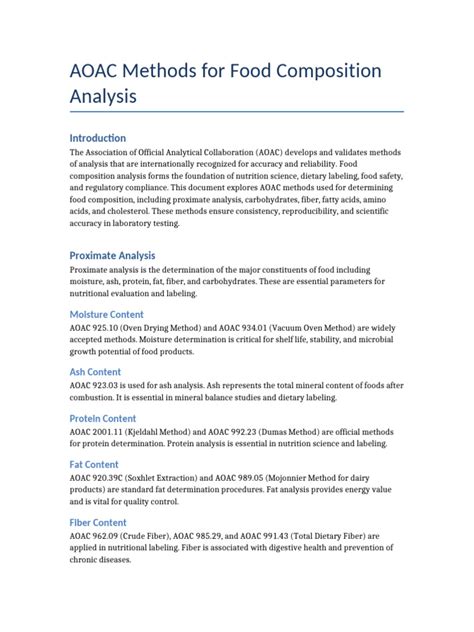Aoac Methods Of Food Analysis