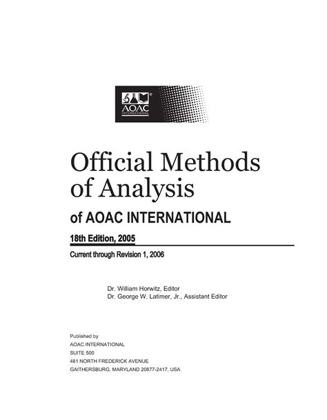 Read Aoac 18Th Edition 