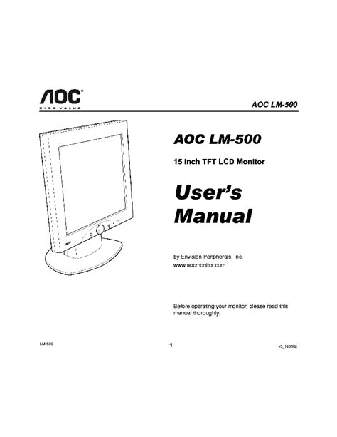 Download Aoc Tft22W90Ps User Guide 