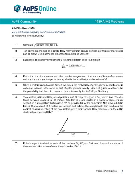 Aops Aime Problems And Solutions