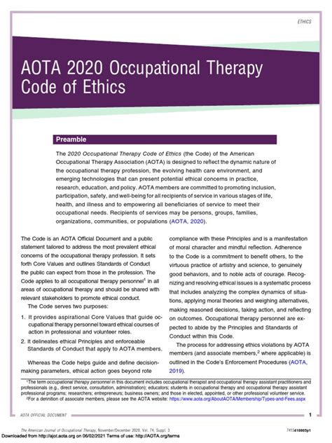 Aota Code Of Ethics