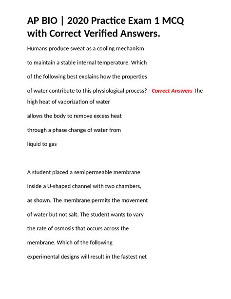 Ap Bio 2020 Practice Exam 2 Mcq