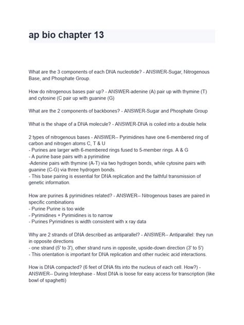 Ap Bio Chapter 13 Guided Reading Answers