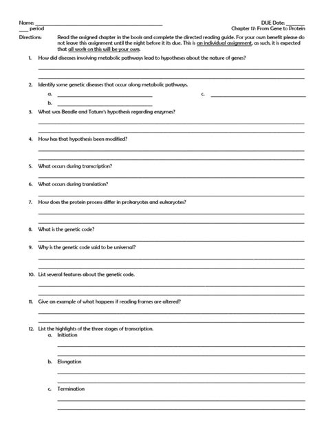Ap Bio Chapter 17 Reading Guide Answers