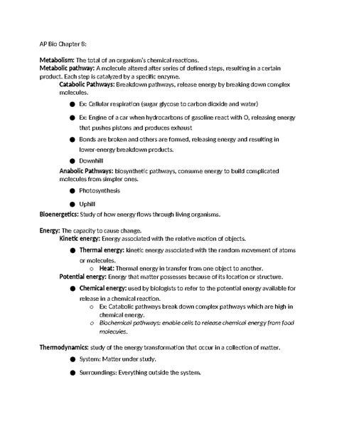 Ap Bio Chapter 8 1