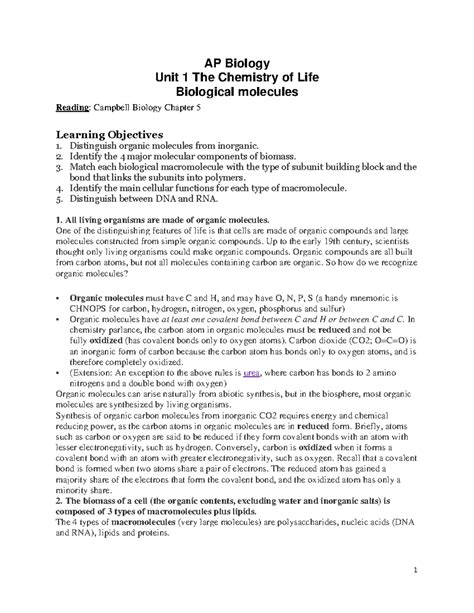 Ap Bio Unit 1